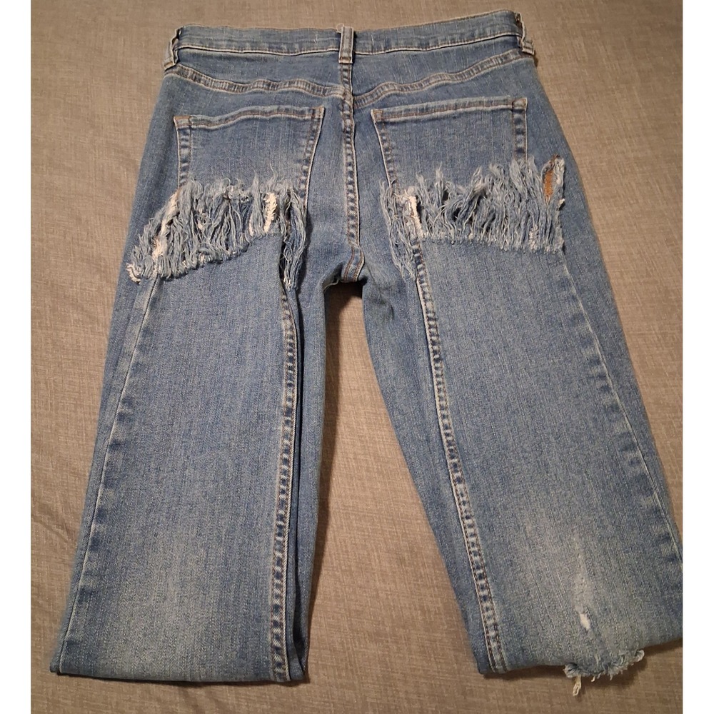 Free People Fringe Bottom Mid Rise Jeans Size 26